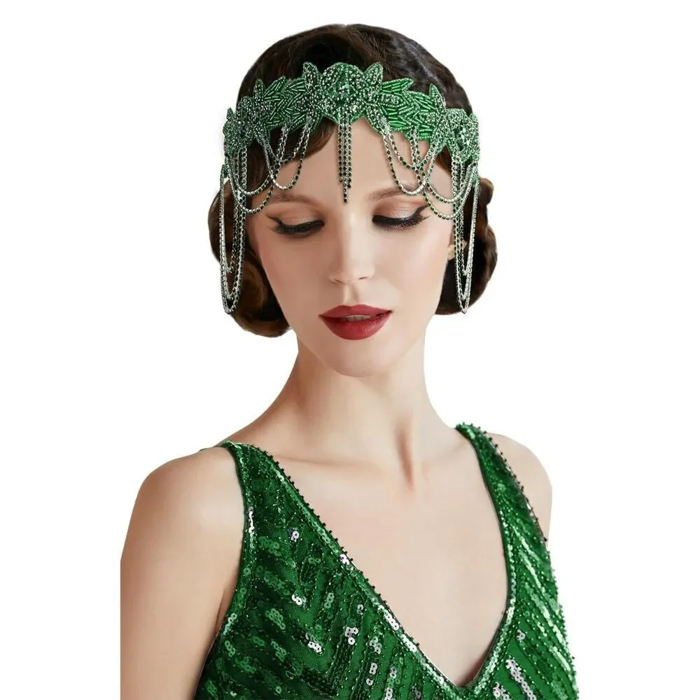 NWT 1920s Beaded Rhinestone Headband Flapper Gatsby